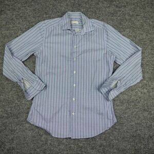 ETRO Shirt Mens 40 Blue Purple Houndstooth Button‎ Up Long Sleeve Casual Italy